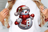 Red Snowman With Rhinestones and Glitter | Christmas Sublimation PNG