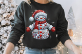 Red Snowman With Rhinestones and Glitter | Christmas Sublimation PNG