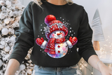 Red Snowman With Rhinestones and Glitter | Christmas Sublimation PNG