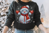 Red Snowman With Rhinestones and Glitter | Christmas Sublimation PNG