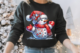 Red Snowman With Rhinestones and Glitter | Christmas Sublimation PNG