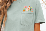 Faux Embroidery Wildflower Pocket | PNG Sublimation File