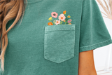 Faux Embroidery Wildflower Pocket | PNG Sublimation File
