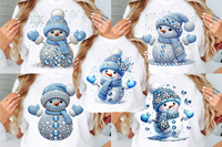 Blue Snowman With Rhinestones and Glitter | Christmas Sublimation PNG