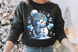 Blue Snowman With Rhinestones and Glitter | Christmas Sublimation PNG