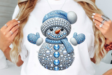 Blue Snowman With Rhinestones and Glitter | Christmas Sublimation PNG