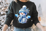 Blue Snowman With Rhinestones and Glitter | Christmas Sublimation PNG