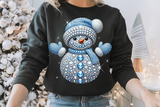 Blue Snowman With Rhinestones and Glitter | Christmas Sublimation PNG