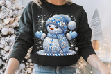 Blue Snowman With Rhinestones and Glitter | Christmas Sublimation PNG