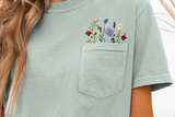 Faux Embroidery Wildflower Pocket | PNG Sublimation File