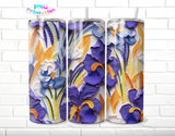Iris 3D Floral 20 oz Skinny Tumbler - Sublimation Tumbler Wrap PNG