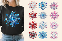 Snowflakes with Rhinestones and Glitter | Christmas Sublimation Bundle