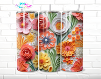 3D Floral 20 oz Skinny Tumbler - Sublimation Tumbler Wrap PNG