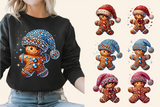 Gingerbread Men with Rhinestones and Glitter | Christmas Sublimation Bundle