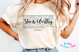 She Is Worthy | Christian PNG Sublimation File