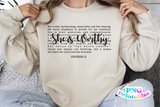 She Is Worthy | Christian PNG Sublimation File