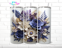 3D Floral 20 oz Skinny Tumbler - Sublimation Tumbler Wrap PNG