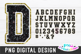 Glitter Sport Alphabet png Black White and Gold Glitter