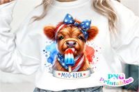 Moo-rica | Fourth of July | PNG Sublimation File