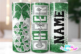 Cheer Coach Glitter 20 oz Skinny Tumbler png Design - Green and Silver