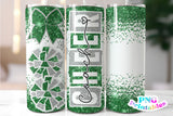 Cheer Coach Glitter 20 oz Skinny Tumbler png Design - Green and Silver