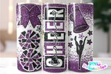 Cheer Coach Glitter 20 oz Skinny Tumbler png Design -  Purple and Black