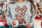 Faux Embroidery Reindeer | Christmas Sublimation PNG