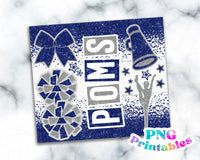 Poms Glitter 20 oz Skinny Tumbler png Design -  Blue and Silver