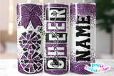 Cheer Coach Glitter 20 oz Skinny Tumbler png Design -  Purple and Black