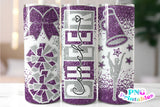 Cheer Coach Glitter 20 oz Skinny Tumbler png Design - Purple and Silver