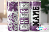 Cheer Coach Glitter 20 oz Skinny Tumbler png Design - Purple and Silver