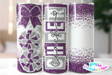 Cheer Coach Glitter 20 oz Skinny Tumbler png Design - Purple and Silver