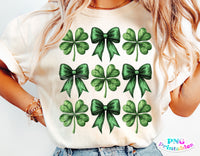 St. Patrick's Day Coquette Bow and Clovers | Sublimation PNG