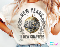 New Years 2025 Black and Gold | PNG Sublimation File