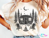 Retro Camper Scene Camping | PNG Sublimation File