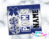 Poms Glitter 20 oz Skinny Tumbler png Design -  Blue and Silver