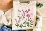 Faux Embroidery Pink Wildflower Pocket | PNG Sublimation File