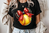 Softball with Red and Black Bow | PNG File