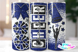 Cheer Coach Glitter 20 oz Skinny Tumbler png Design -  Blue and Black