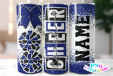 Cheer Coach Glitter 20 oz Skinny Tumbler png Design -  Blue and Black