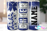 Cheer Coach Glitter 20 oz Skinny Tumbler png Design - Blue and Silver