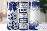 Cheer Coach Glitter 20 oz Skinny Tumbler png Design - Blue and Silver