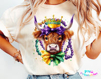 Mardi Gras Highland Cow | PNG Sublimation File