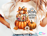 Give Thanks With A Grateful Heart | Fall Sublimation PNG