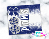 Poms Glitter 20 oz Skinny Tumbler png Design -  Blue and Silver