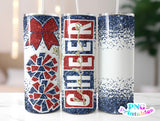 Cheer Glitter 20 oz Skinny Tumbler png Design - Navy Red and Gold