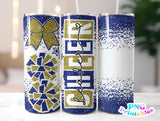 Cheer Glitter 20 oz Skinny Tumbler png Design - Blue and Gold