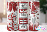 Cheer Coach Glitter 20 oz Skinny Tumbler png Design - Red and Silver