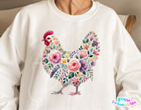 Floral Chicken | PNG Sublimation File