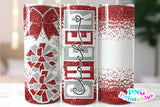 Cheer Coach Glitter 20 oz Skinny Tumbler png Design - Red and Silver